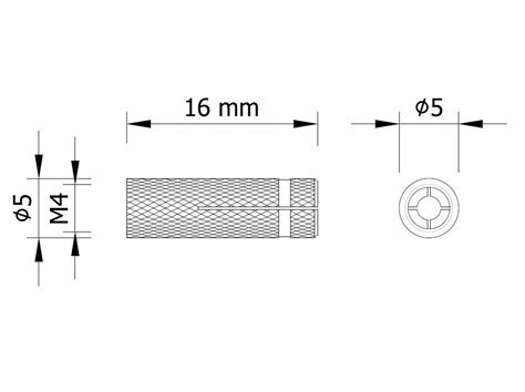 10x Tuleja mosiężna rozporowa kotwa m4 x 16 mm 11074152176