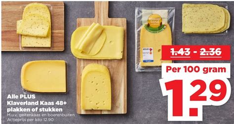 Alle Klaverland Kaas 48 Plakken Of Stukken 100gram Aanbieding Bij PLUS