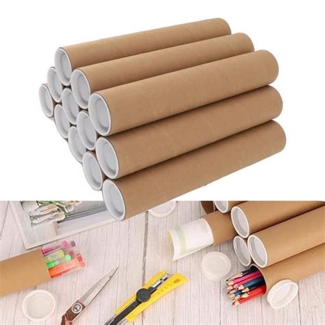 Tbest Lot De 12 Tubes Ronds En Papier Pour Affiches Avec Couvercles