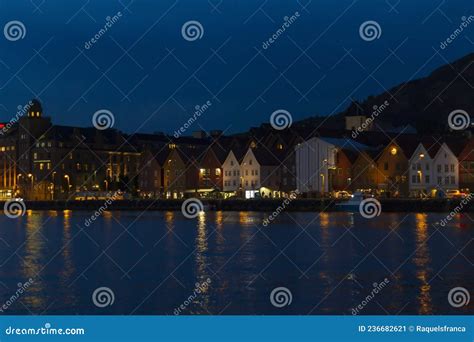 Bergen City in Norway at Night Stock Image - Image of nightlife ...