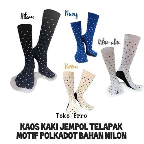 Jual Kaos Kaki Dewasa Polka Dot Jempol Telapak Hitam Muslim Bahan Nilon