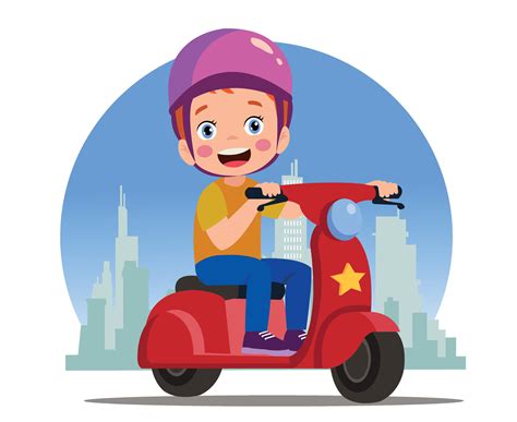 cartoon delivery boy riding a scooter 26969354 Vector Art at Vecteezy