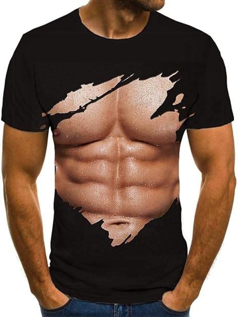 Herren T Shirt 3D Druck Muskel T Shirt Männer Bauchmuskeln Lustige T