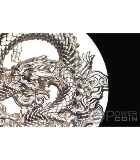 Coiled Dragon Original Silver Oz Moneta Argento Francs Chad