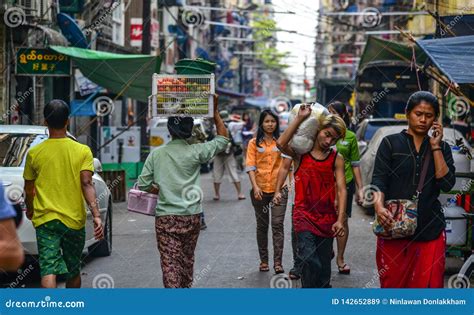 Street Market In Yangon Myanmar Editorial Stock Image Image Of