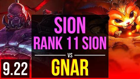 Sion Vs Gnar Top 1 6m Mastery Points Rank 11 Sion 14 Solo Kills