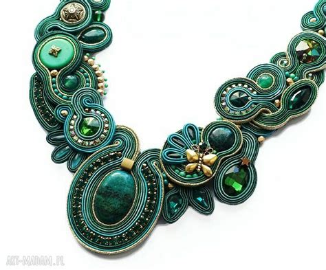 isobelle szmaragdowo zielony naszyjnik soutache Mro ღ art Madam pl