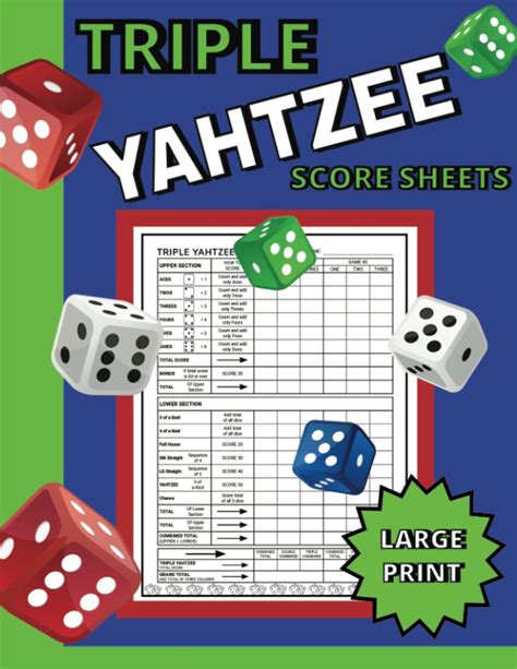 Buy Triple Yahtzee Large Print Score Sheets Large Print X