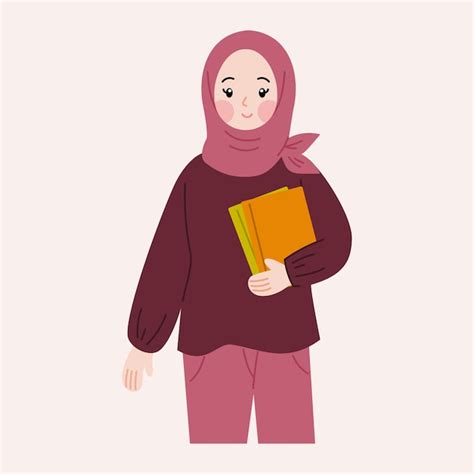 Linda garota hijab personagem de desenho animado vector ilustração