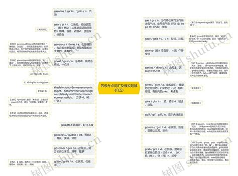四级考点词汇及模拟题解析五思维导图编号p9809735 Treemind树图