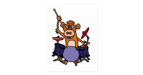 Funny Monkey Playing Drums Postcard