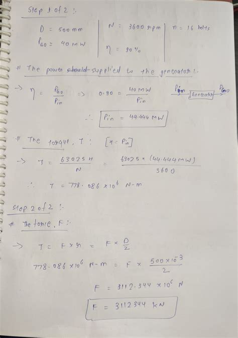 Solved A Turbine Is Connected To A Generator By Means Of A Flange