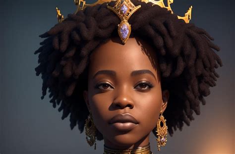 A Mulher é A Rainha Uma Linda Mulher Afro Americana Com Uma Coroa Na