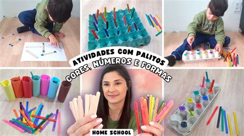 Atividades PALITOS de picolé Como ensinar NÚMEROS CORES E FORMAR