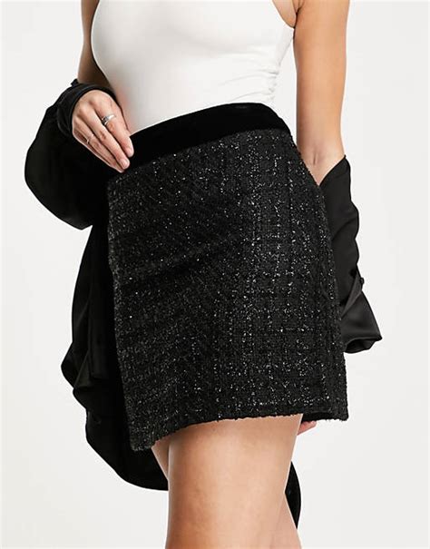 River Island Bouclé Minirock In Schwarz Kombiteil Asos