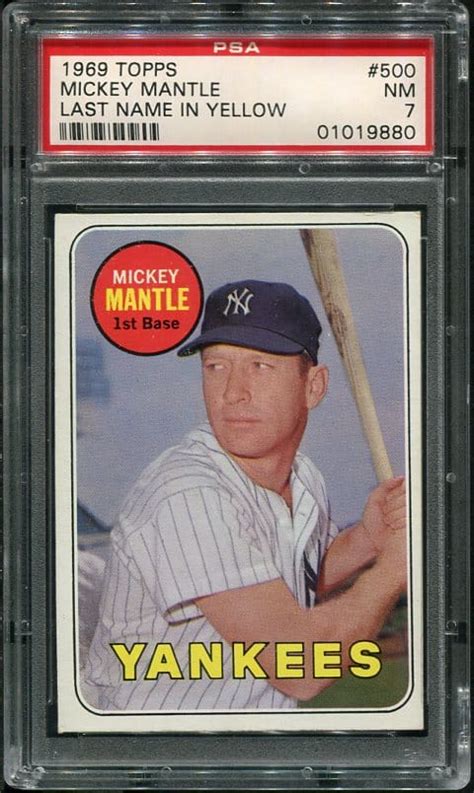 Topps Mickey Mantle Last Name In Yellow Psa Hof