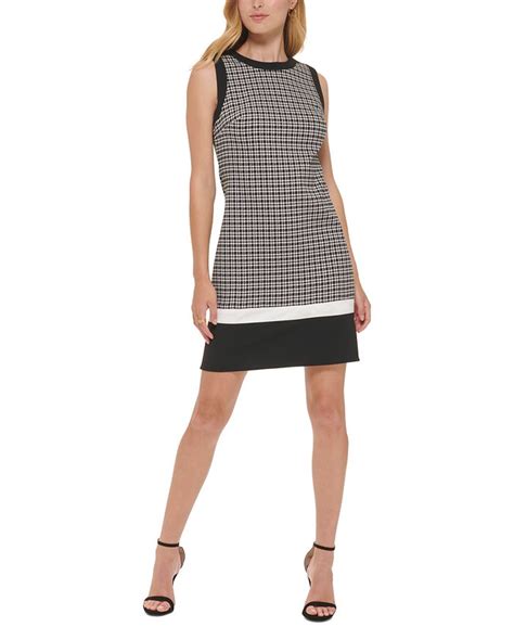 Tommy Hilfiger Womens Houndstooth Plaid Dress Macys