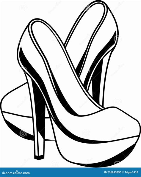 High Heel Shoes Vector Icon Black White Stock Photo Illustration Of