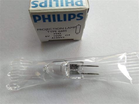 Philips 6v 10w 6605 Low Voltage Halogen Ot Projection Lamp G4 Bi Pin Non Reflector Bulb Long