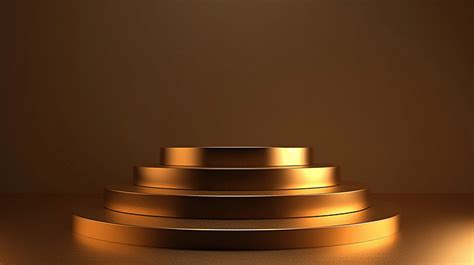 Ai Generated Podium With Few Steps Dark And Gold Background Podium