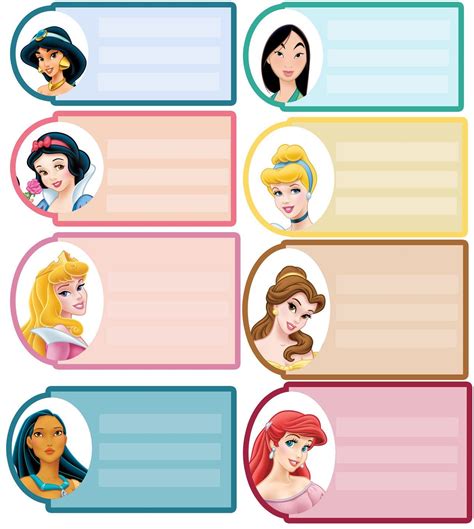 Princess Printable Labels Princess Name Cards Princess School Labels