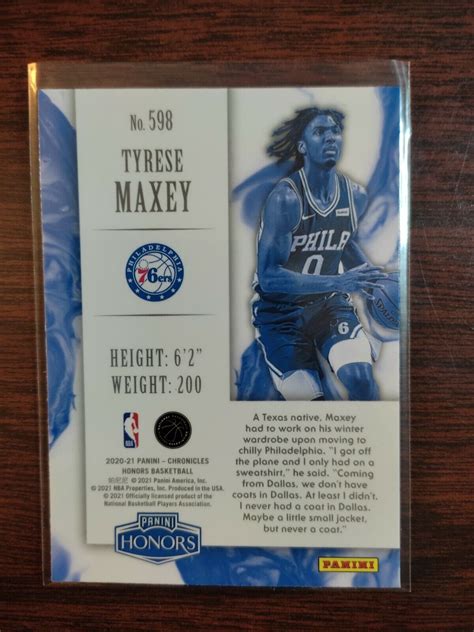 2020 21 Chronicles Honors 598 Tyrese Maxey RC Rookie Philadelphia