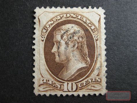 Early Us Stamp Jefferson 10 Cents Brown 1870 Scotts 139