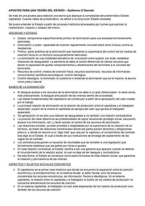 Unidad 1 Otro APUNTES PARA UNA TEORÍA DEL ESTADO Guillermo O