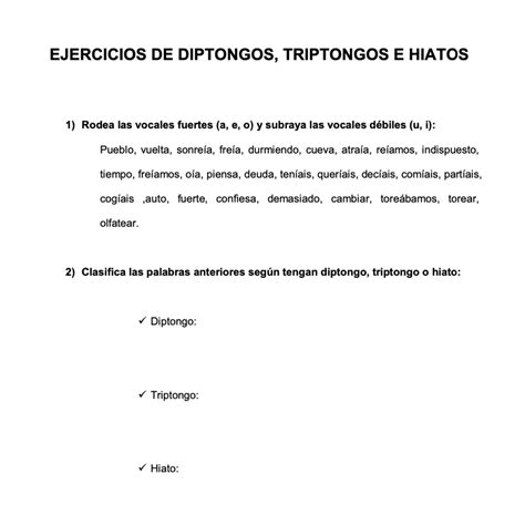 Diptongo O Hiato Ejercicios Y Actividades Para Aprender A Reconocerlos