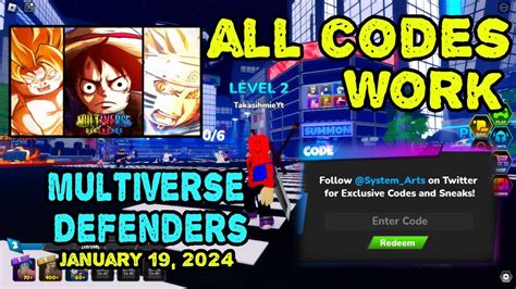 All Codes Work Multiverse Defenders Roblox January