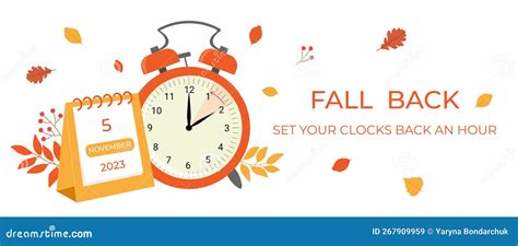Daylight Saving Time Ends Concept Banner Fall Back Time Stock Vector