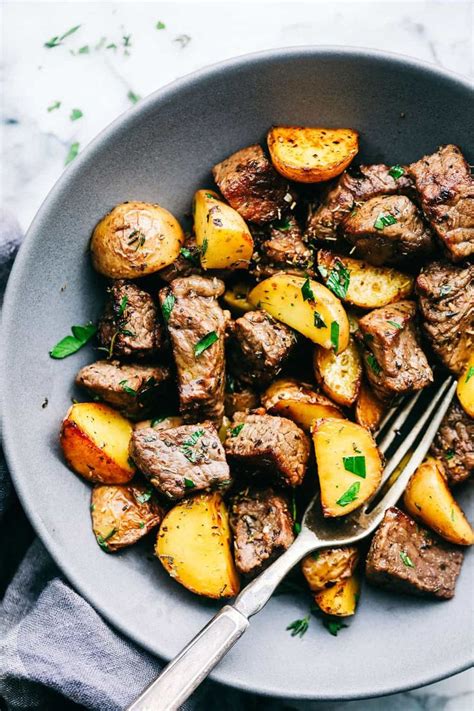 Garlic Butter Herb Steak Bites With Potatoes The Recipe Critic Grilled Steak Recipes Steak