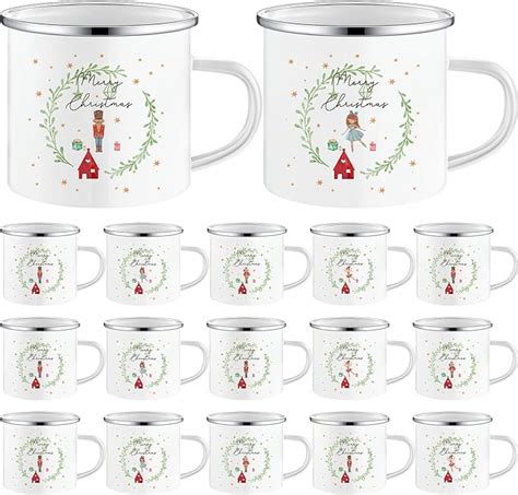 Amazon Mifoci Pcs Christmas Enamel Coffee Mugs Bulk Oz Xmas