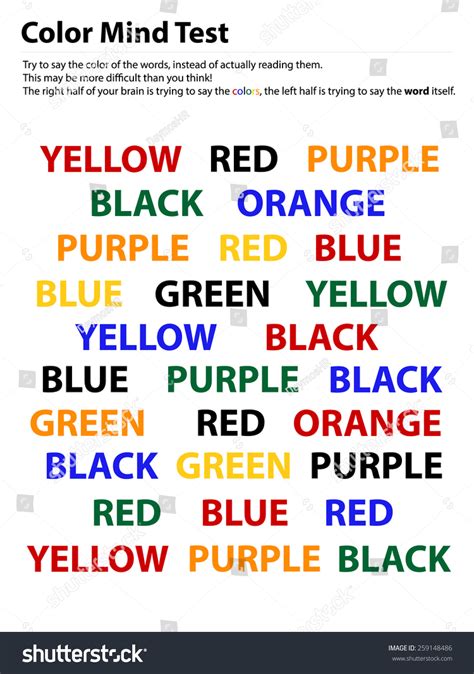 Color Mind Test Reading Words Easier เวกเตอร์สต็อก ปลอดค่าลิขสิทธิ์ 259148486 Shutterstock