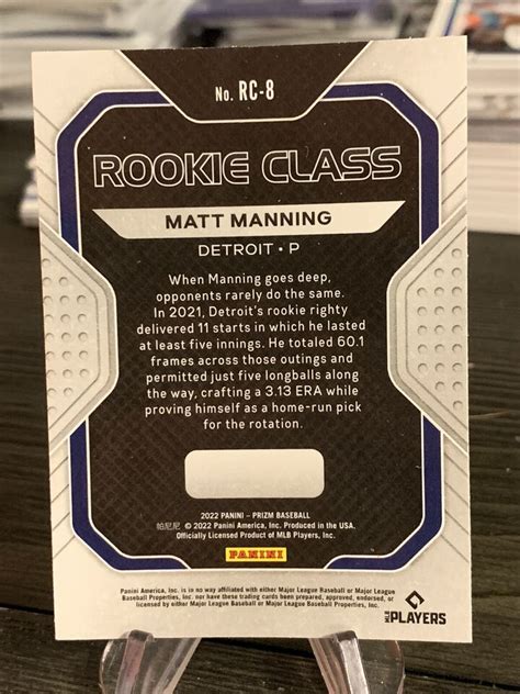 2022 Panini Prizm Rookie Class Insert 8 Matt Manning Detroit Tigers