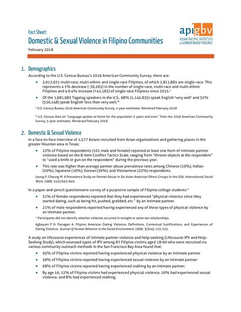 Domestic And Sexual Violence In Filipino Communities 2018 Asian Pacific Institute On Gender