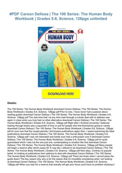 PDF Carson Dellosa The 100 Series The Human Body Workbook Grades