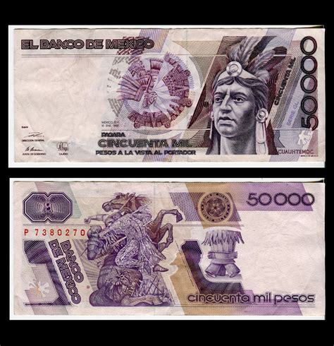 50 000 Pesos Cuauhtémoc 1990 Condición F Fine NUMISMÁTICA MARTELL