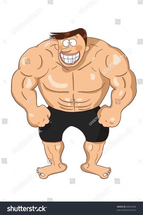 Strong Cartoon Handsome Bodybuilder Stock Illustration 60695383