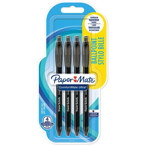 Papermate Comfortmate Ultra Retractable Ballpoint Pens Black Blister