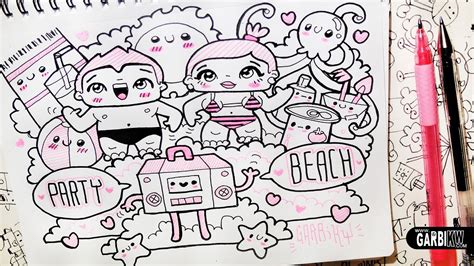 ♥ Beach Party ♥ Hello Doodles ♥ Easy And Kawaii Drawings By Garbi Kw