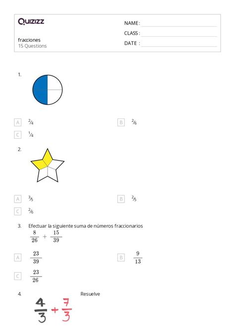 50 Multiplicar Y Dividir Fracciones Hojas De Trabajo En Quizizz Gratis E Imprimible