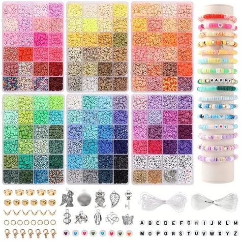 CJJYW 14000 PCS 136 Colours Clay Beads Bracelet Making Kit Friendship