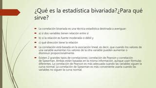 Estad Stica Bivariada Ppt