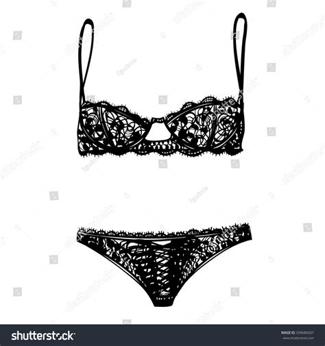 Fashion Sketch Women S Lace Sexy Lingerie Bra And Panties Hand