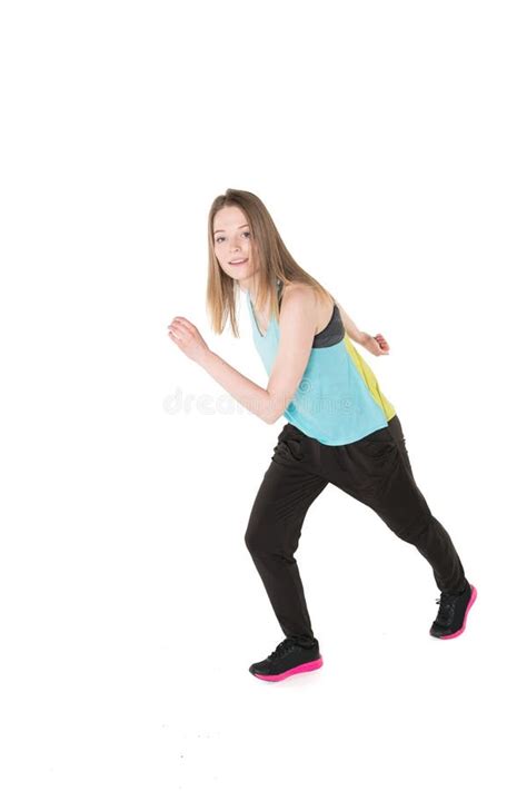 Young Women In Joggers Dancing And Having Fun Stock Image Image Of