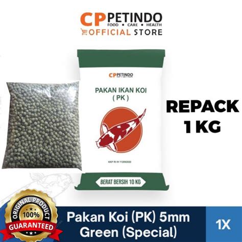 Jual Pelet KOI PK SPESIAL HIJAU PK SP 5 MM Repack 1KG Pellet Mengapung