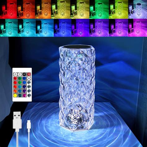 Crystal Table Lamp 16 Colors Touchremote Control Night Light Rgb