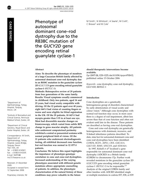 Pdf Phenotype Of Autosomal Dominant Cone Rod Dystrophy Due To The