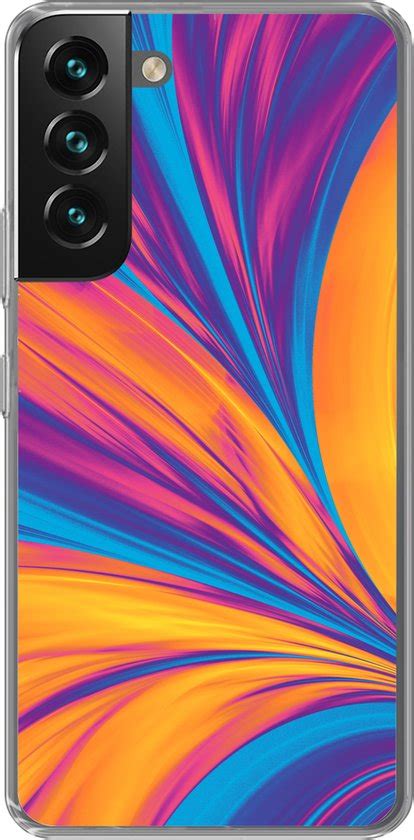 Samsung Galaxy S22 Hoesje Veren Regenboog Neon Abstract